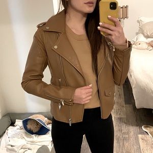EUC BlankNYC Tan Faux Leather Moto Jacket XS